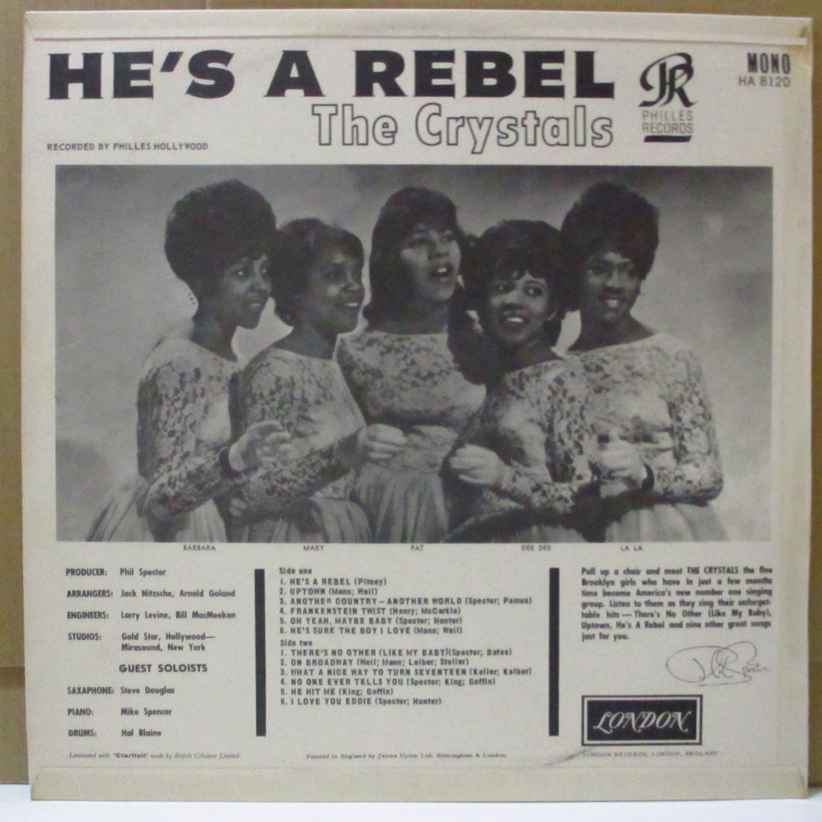 CRYSTALS (クリスタルズ) - He's A Rebel (UK '63 Orig.Mono LP/CFS)