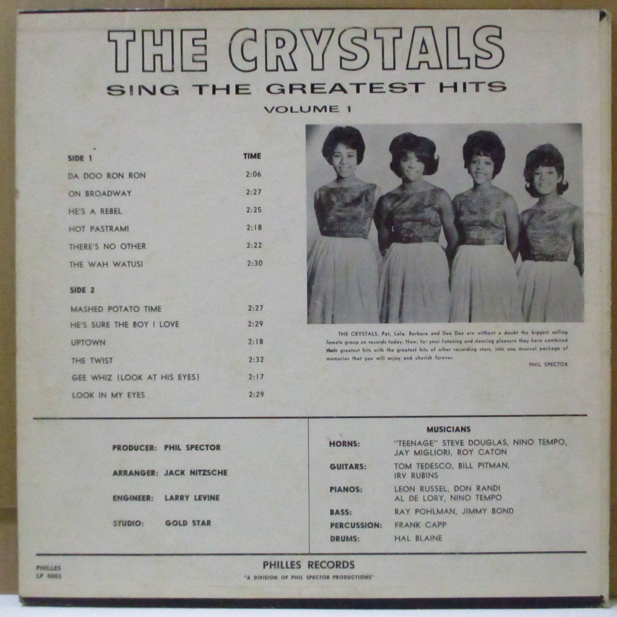 CRYSTALS (クリスタルズ) - Sing The Greatest Hits Vol.1 (US Orig.Mono LP)