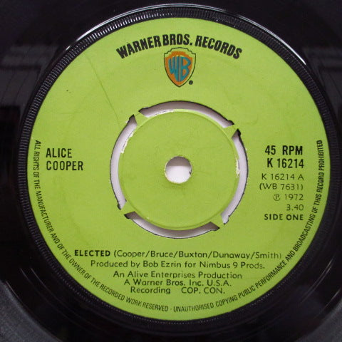 ALICE COOPER - Elected / Luney Tune (UK Orig.Round Center 7")