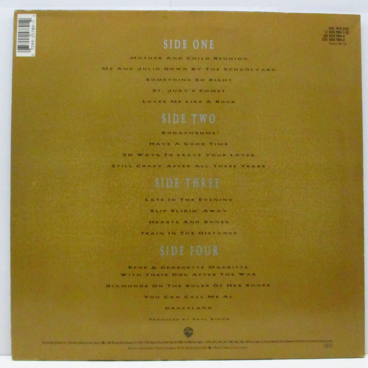 PAUL SIMON (ポール・サイモン) - Negotiations And Love Songs : 1971-1986 (UK-EU オリジナル 2xLP+インナー/No Stickered CVR)