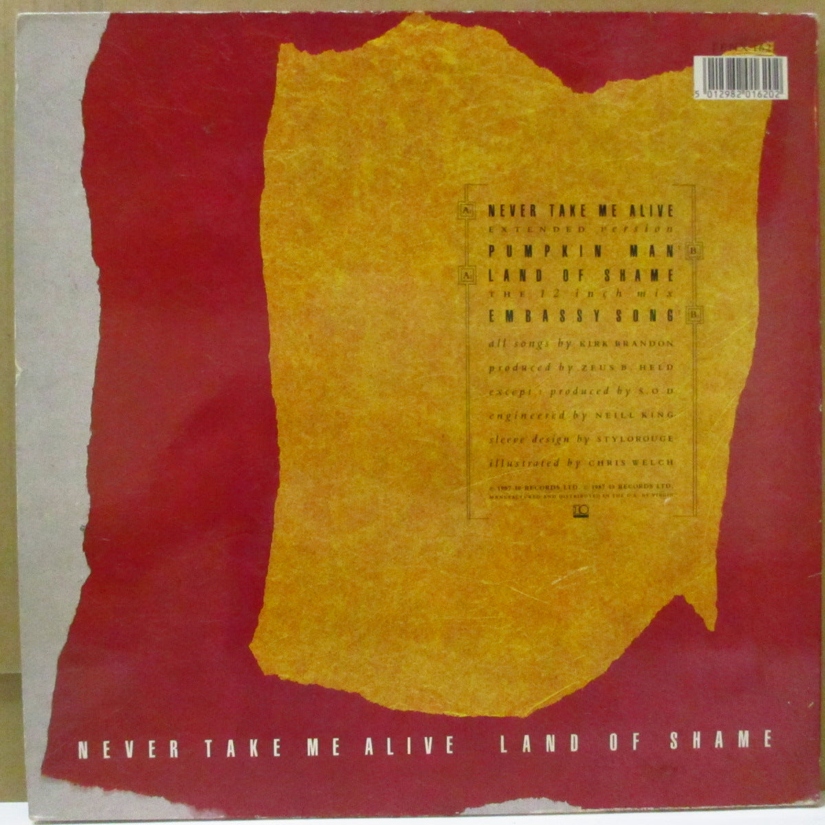 SPEAR OF DESTINY (スピア・オブ・ディスティニー) - Never Take Me Alive +3 (UK 限定 2x12"/見開きジャケ)