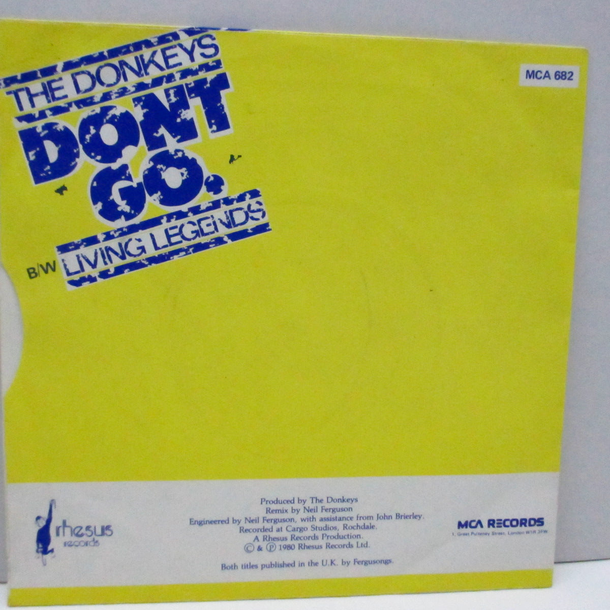 DONKEYS, THE (ザ ・ドンキーズ) - Don't Go (UK '81再発 7"+マット・ソフト紙ジャケ/MCA 682) 名作サードシングル!