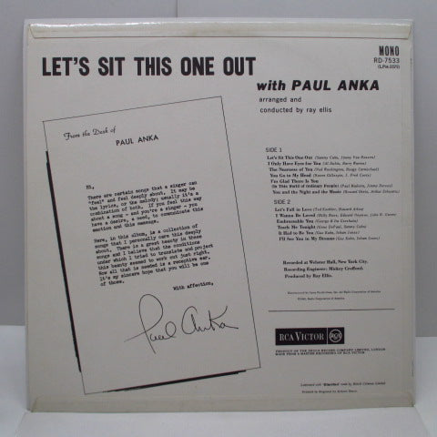 PAUL ANKA - Let's Sit This One Out (UK Orig/MONO)