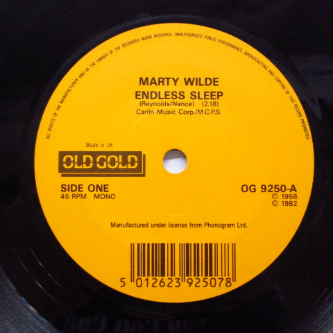 MARTY WILDE - Endless Sleep / Donna (UK 80's Re 7")