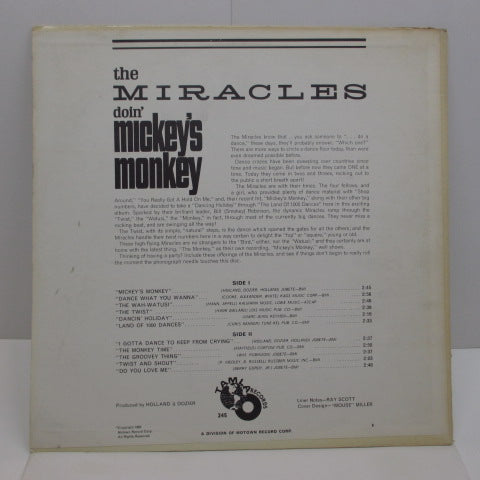 MIRACLES (SMOKEY ROBINSON & THE) (スモーキー・ロビンソン&ザ・ミラクルズ) - Doin' Mickey's Monkey (US:Orig.MONO LP)