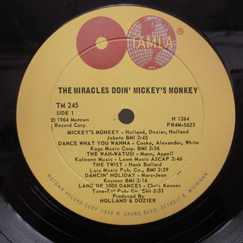 MIRACLES (SMOKEY ROBINSON & THE) (スモーキー・ロビンソン&ザ・ミラクルズ) - Doin' Mickey's Monkey (US:Orig.MONO LP)