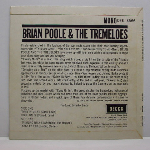 BRIAN POOLE & THE TREMELOES (ブライアンプール & ザ・トレメローズ ) - Brian Poole And The Tremeloes (UK:EP)