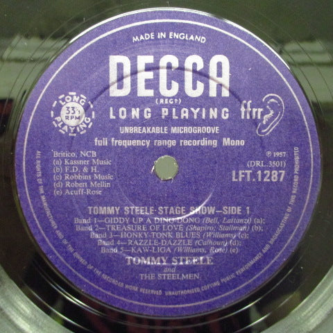 TOMMY STEELE & THE STEELMEN (トミー・スティール & ザ・スティールメン) - Stage Show (UK '81年正規限定再発モノラル10インチ LP)