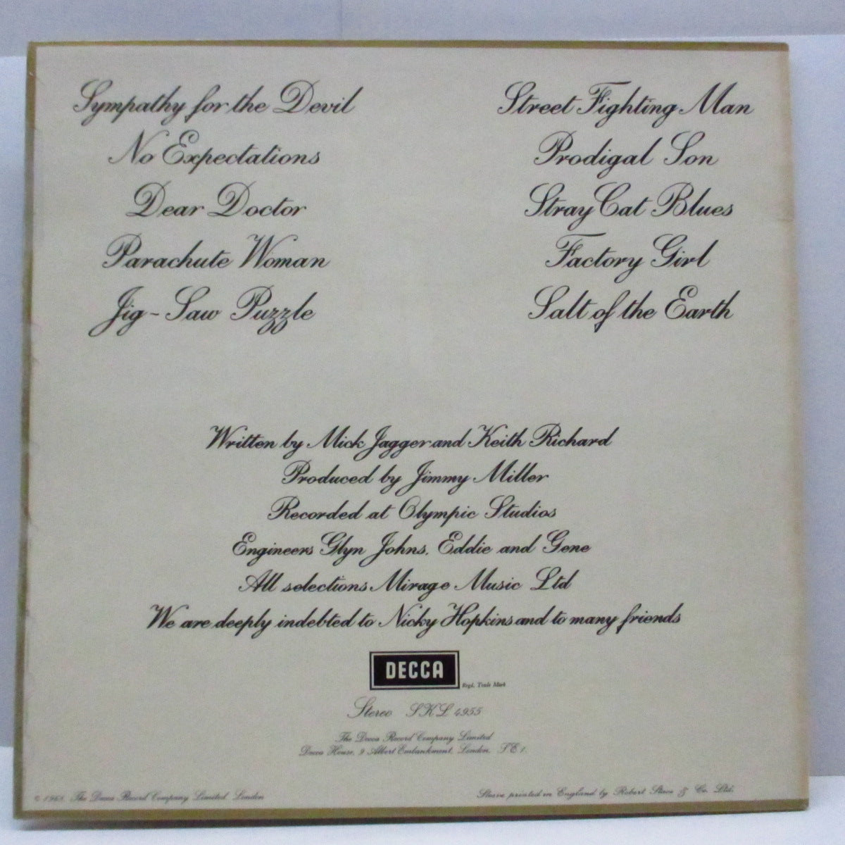 ROLLING STONES (ローリング・ストーンズ) - Beggars Banquet (UK '72 再発「ボックスロゴ」ステレオLP/表面コーティング見開ジャケ)