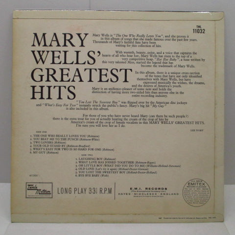 MARY WELLS (メアリー・ウェルズ) - Greatest Hits (UK Orig.Mono LP/CFS)