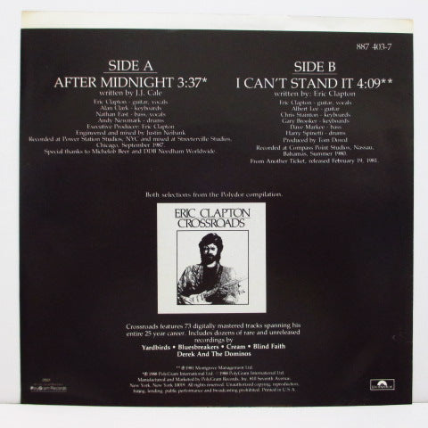 ERIC CLAPTON (エリック・クラプトン) - After Midnight (US '88 Orig.7"+PS)