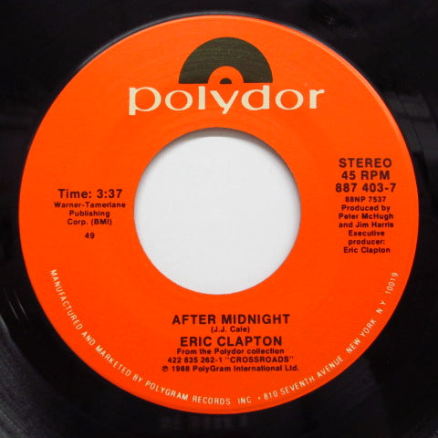 ERIC CLAPTON (エリック・クラプトン) - After Midnight (US '88 Orig.7"+PS)