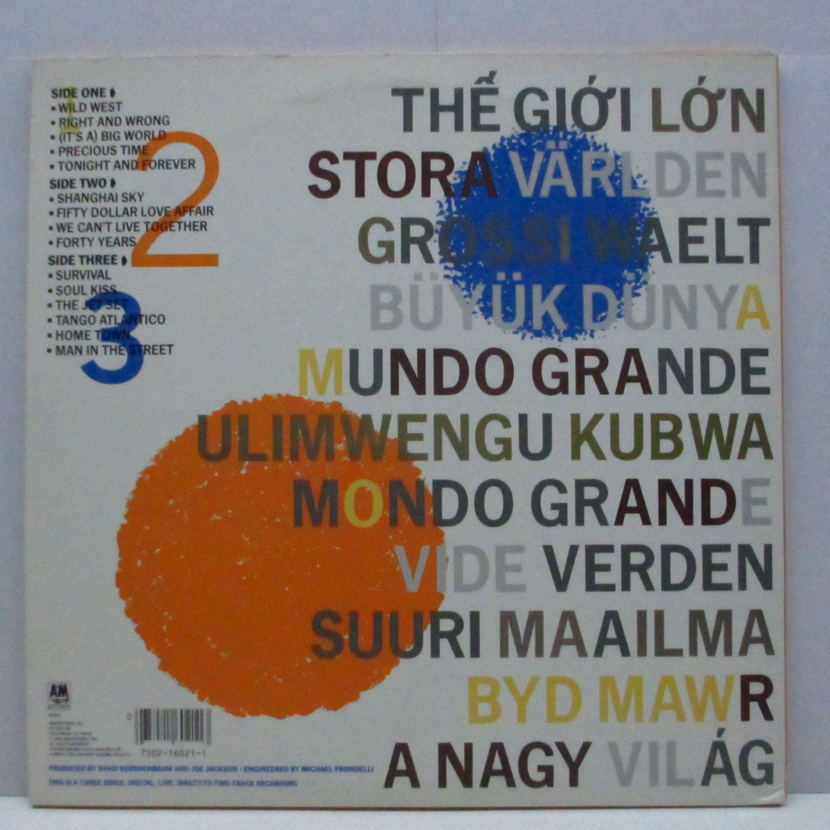 JOE JACKSON (ジョー・ジャクソン) - Big World (US Orig.2xLP+Insert)