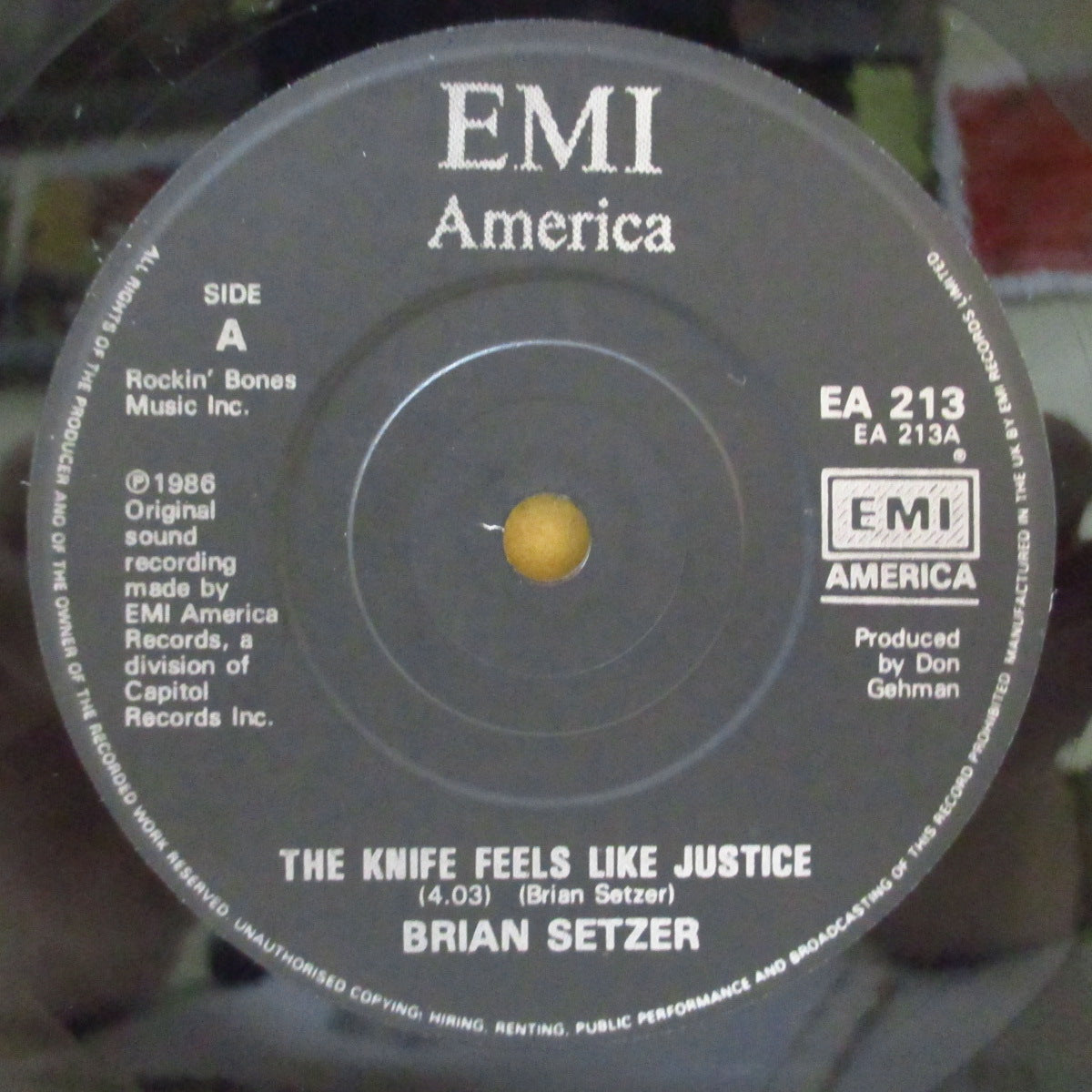 BRIAN SETZER (ブライアン・セッツァー) - The Knife Feels Like Justice (UK オリジナル 7")