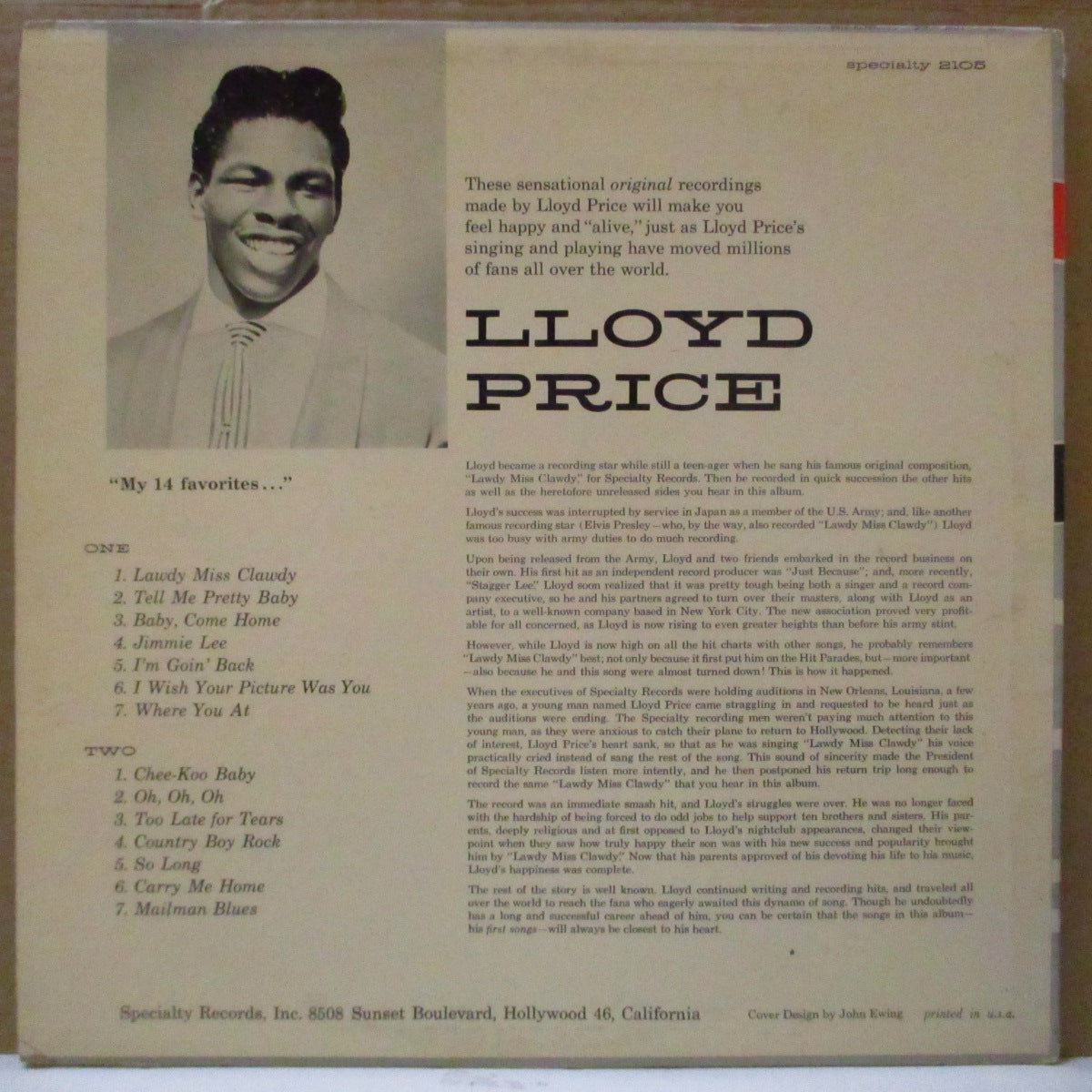 LLOYD PRICE (ロイド・プライス) - Lloyd Price (1st) (US 60's Reissue Stereo LP)