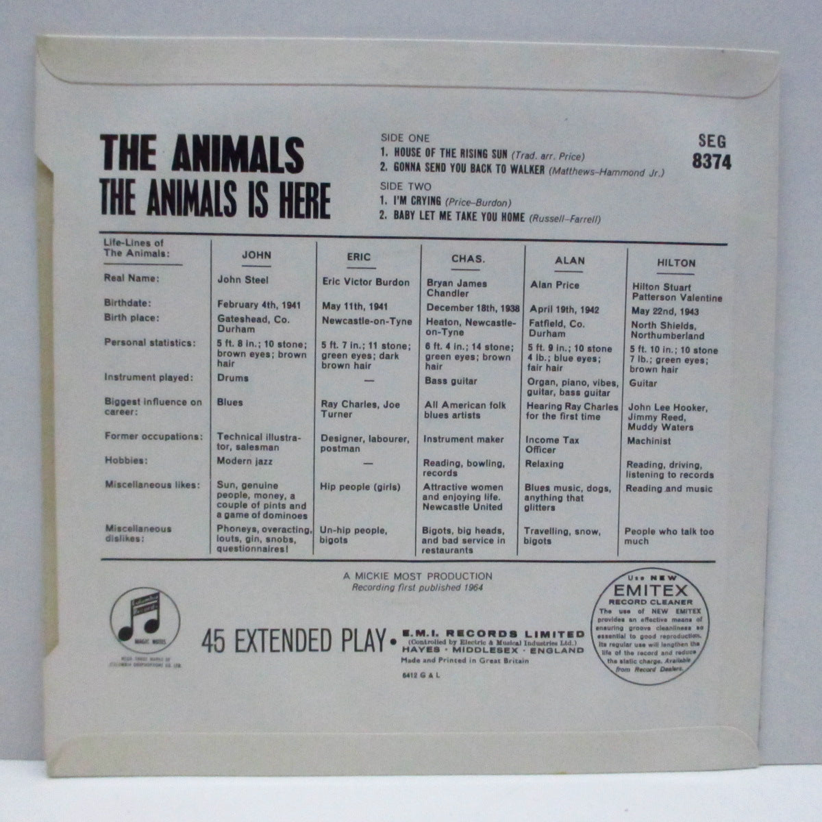 ANIMALS - The Animals Is Here (UK Orig.Mono EP/CFS)