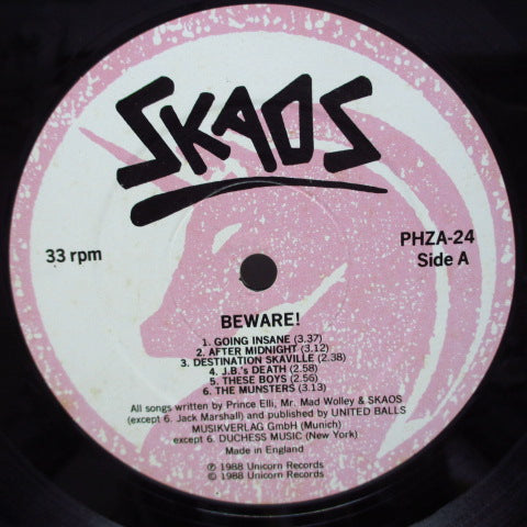 SKAOS (スカオス) - Beware! ...Is Approaching! (UK Orig.Pink Lbl.LP)