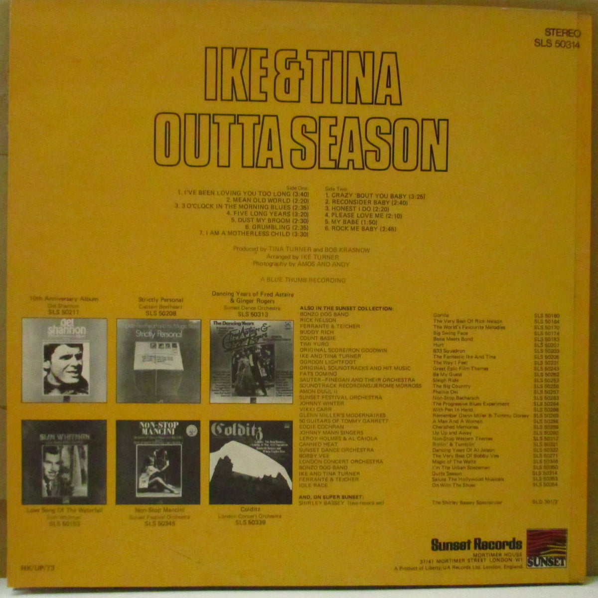 IKE & TINA TURNER (アイク&ティナ・ターナー) - Outta Season (UK 60's サンセット社再発ステレオ LP)