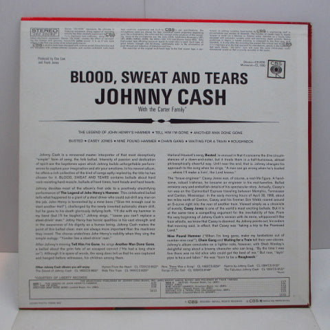 JOHNNY CASH (ジョニー・キャッシュ) - Blood, Sweat And Tears (US 60's CBS Re Export Stereo LP)