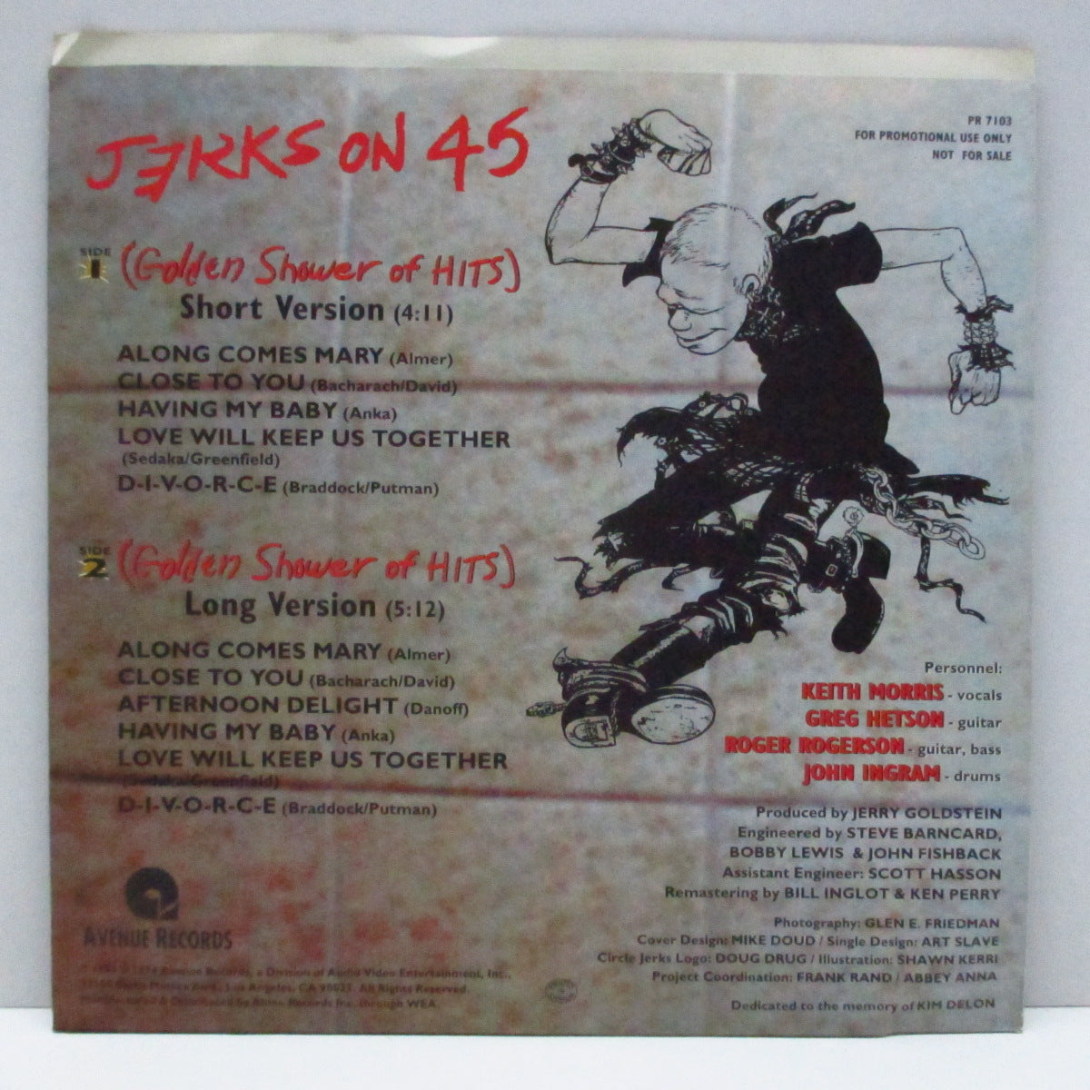 CIRCLE JERKS (サークル・ジャークス) - Jerks On 45 : Golden Shower Of Hits (US Reissue Promo Only 7"+PS)