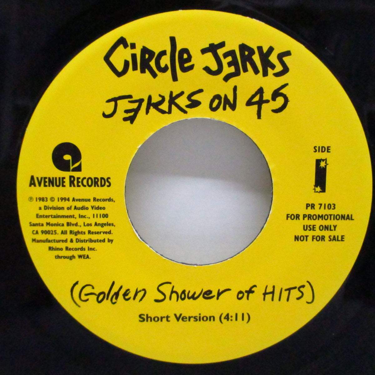 CIRCLE JERKS (サークル・ジャークス) - Jerks On 45 : Golden Shower Of Hits (US Reissue Promo Only 7"+PS)
