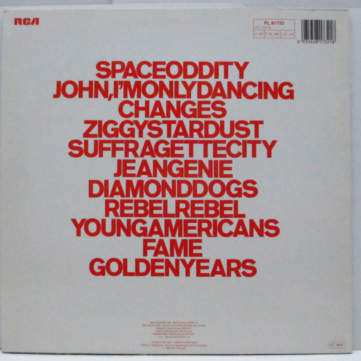 DAVID BOWIE (デヴィッド・ボウイ) - Changesonebowie (German '83 再発 LP/PL 81732)