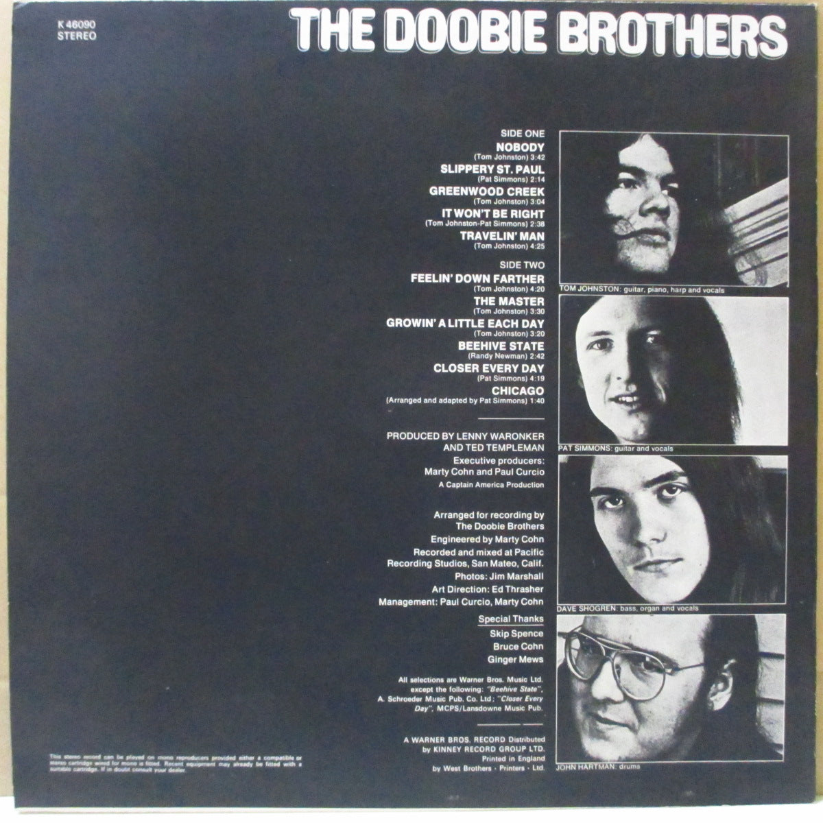 DOOBIE BROTHERS (ドゥービー・ブラザーズ) - S.T. (UK 70's 再発バーバンクラベ LP)