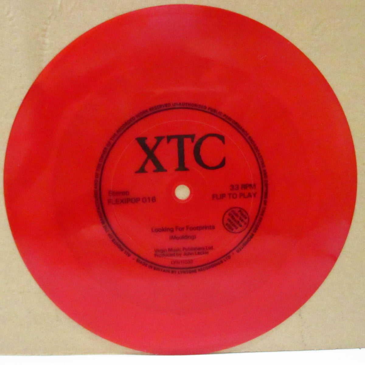 XTC (エックスティーシー) - Looking For Footprints (UK オリジナル・レッドフレキシ 7インチ)