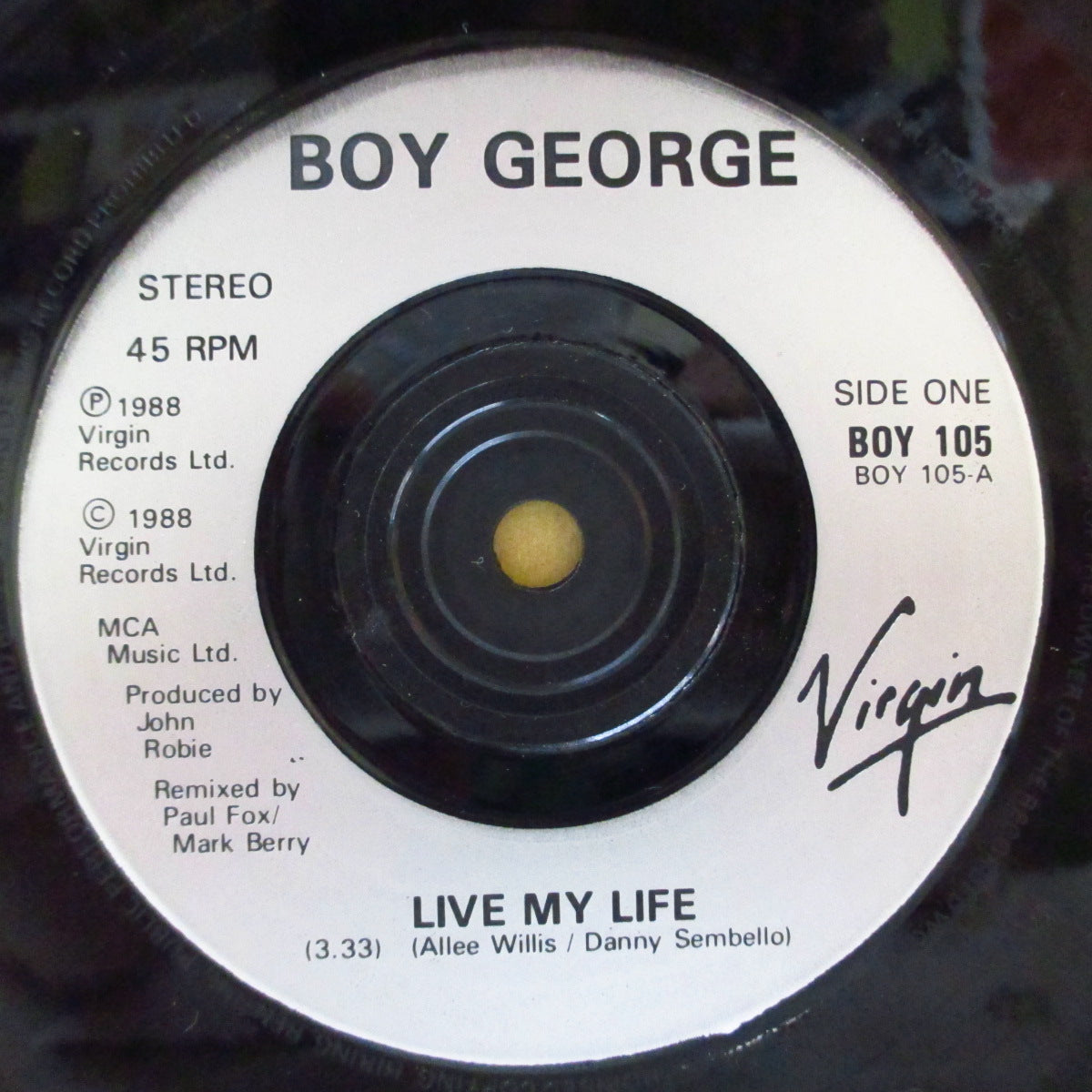BOY GEORGE (ボーイ・ジョージ) - Live My Life (UK Orig.Sliver Palstic Lbl.7")