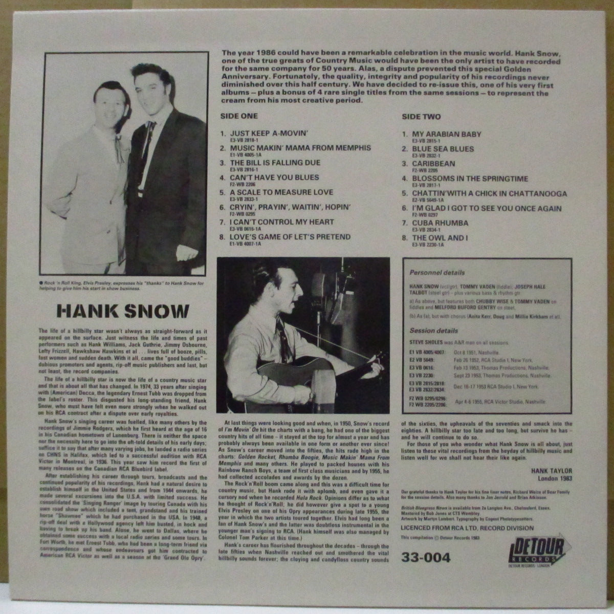 HANK SNOW (ハンク・スノウ) - Just Keep A-Movin (UK '83 Reissue Mono LP)