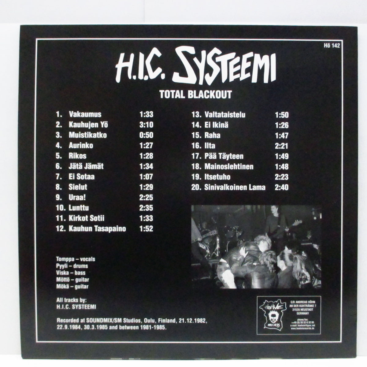 H.I.C. SYSTEEMI (H.I.C. システム) - Total Blackout (German 300 Ltd.Black Vinyl LP+Insert)