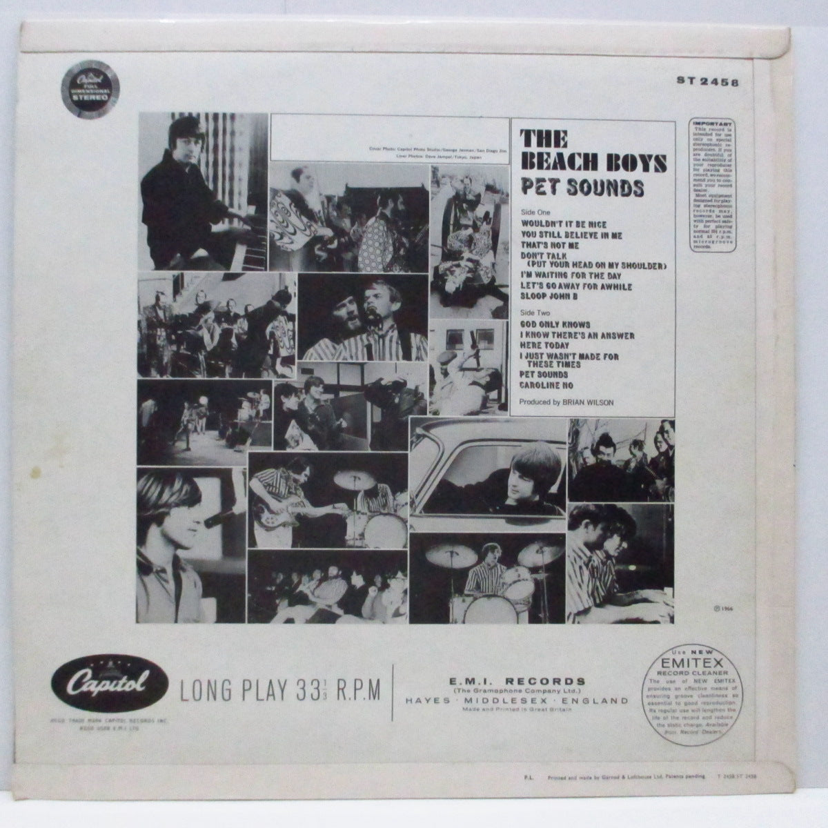 BEACH BOYS (ビーチ・ボーイズ) - Pet Sounds (UK 60's 再発「ライムグリーン・ラベ」ステレオ LP/3面CFS)
