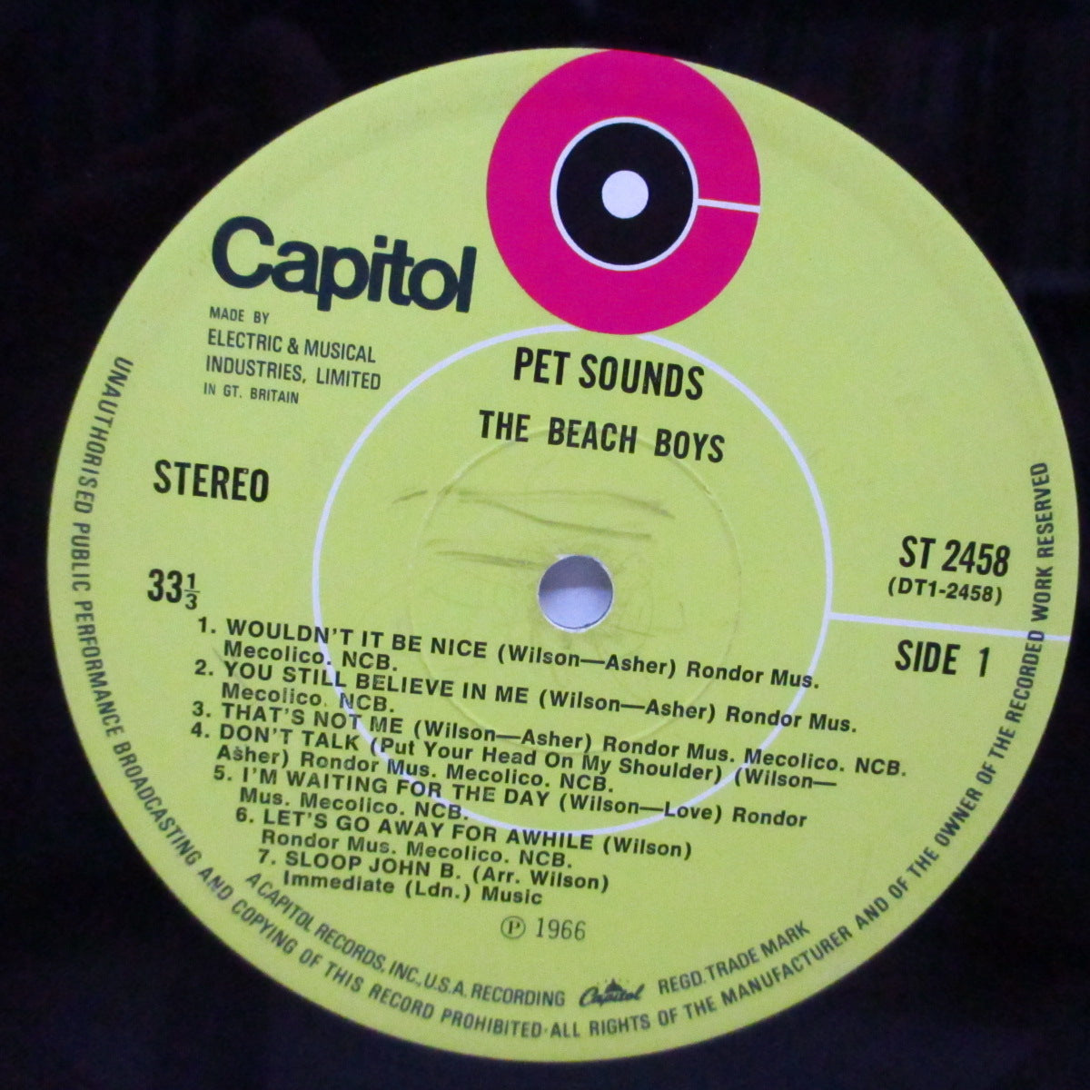 BEACH BOYS (ビーチ・ボーイズ) - Pet Sounds (UK 60's 再発「ライムグリーン・ラベ」ステレオ LP/3面CFS)