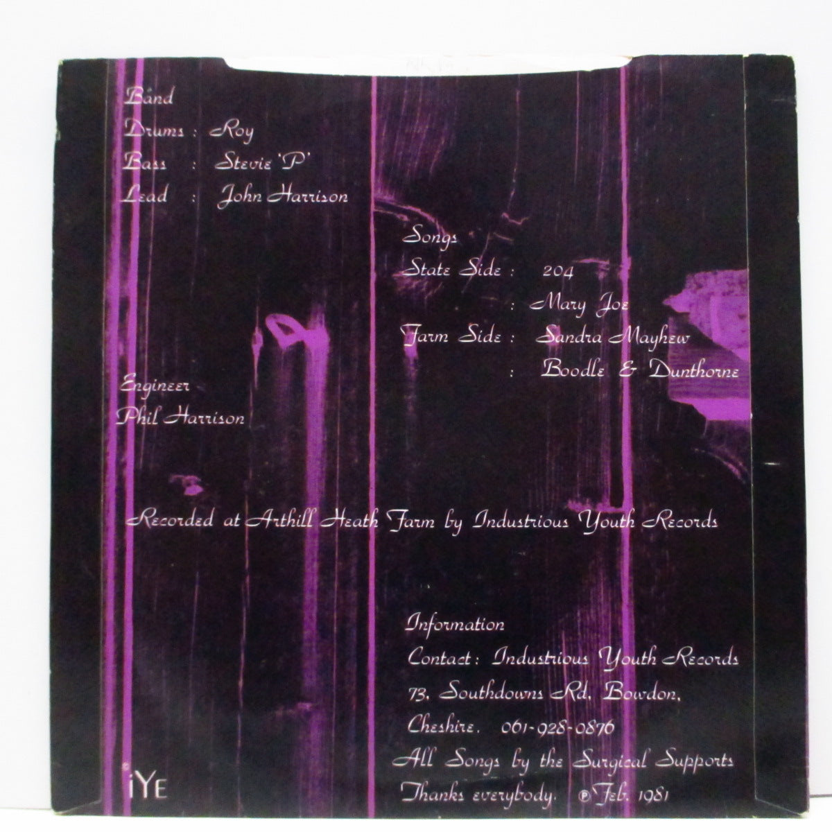 SURGICAL SUPPORTS (サージカル・サポーツ) - Withdrawn For Disposal (UK Orig.7")