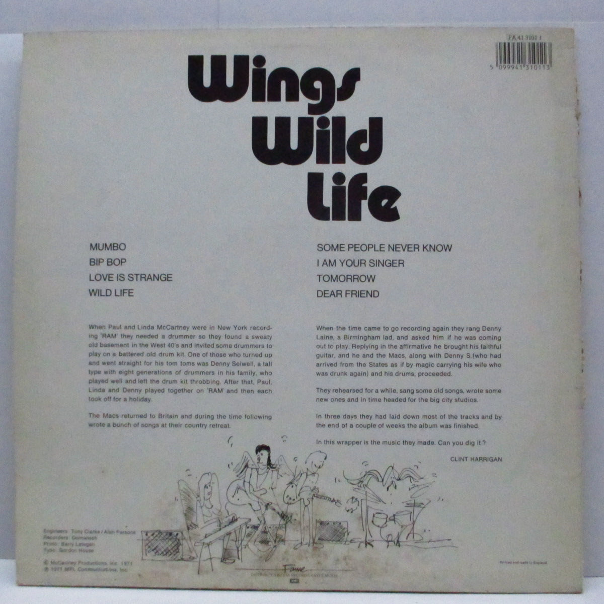 PAUL McCARTNEY & WINGS (ポール・マッカートニー & ウィングス ) - Wild Life (UK '84 Fame 再発「黒・銀ラベ」LP/バーコードジャケ)