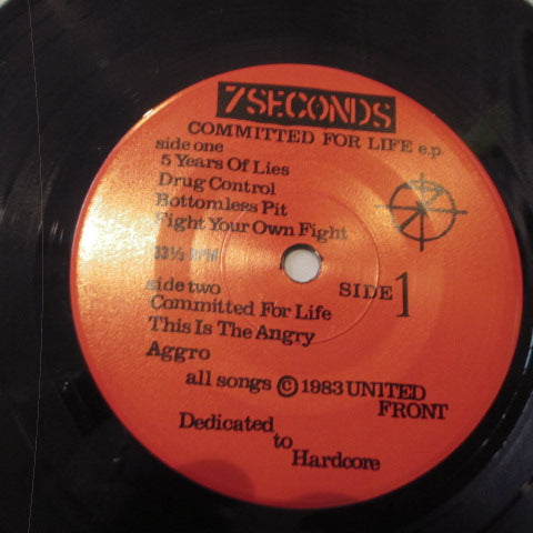 7 SECONDS (セブン・セカンズ ) - Committed For Life E.P. (US 80's 6th プレス? 7"+オレンジ&レッドジャケ) '83年セカンド EP !