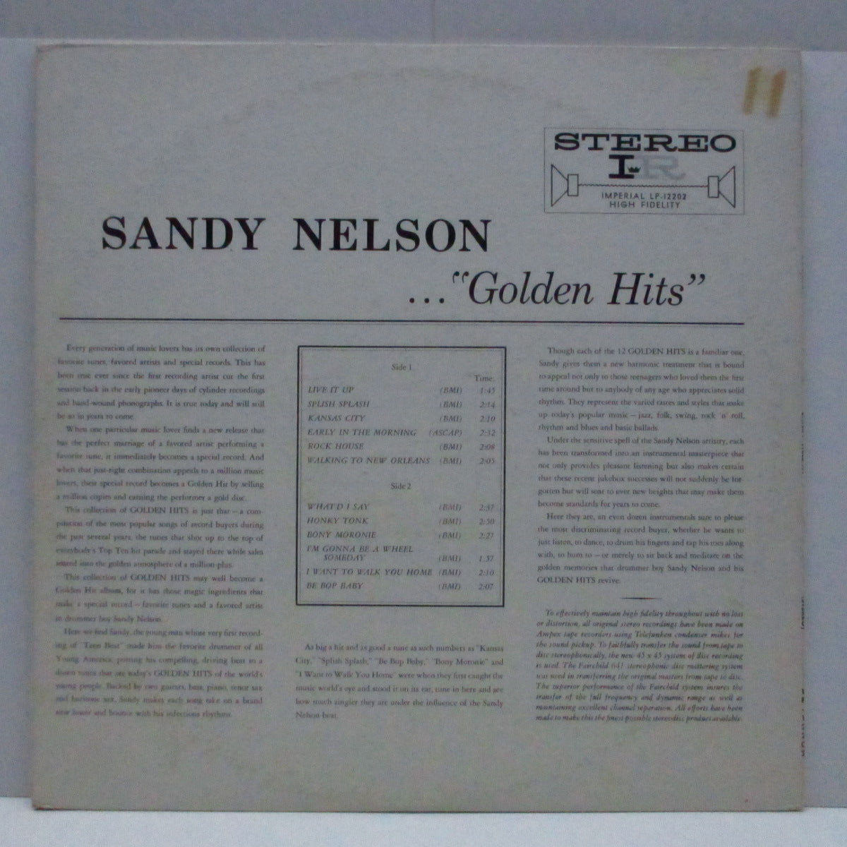 SANDY NELSON (サンディ・ネルソン) - Golden Hits (US '62 Reissue Stereo LP)