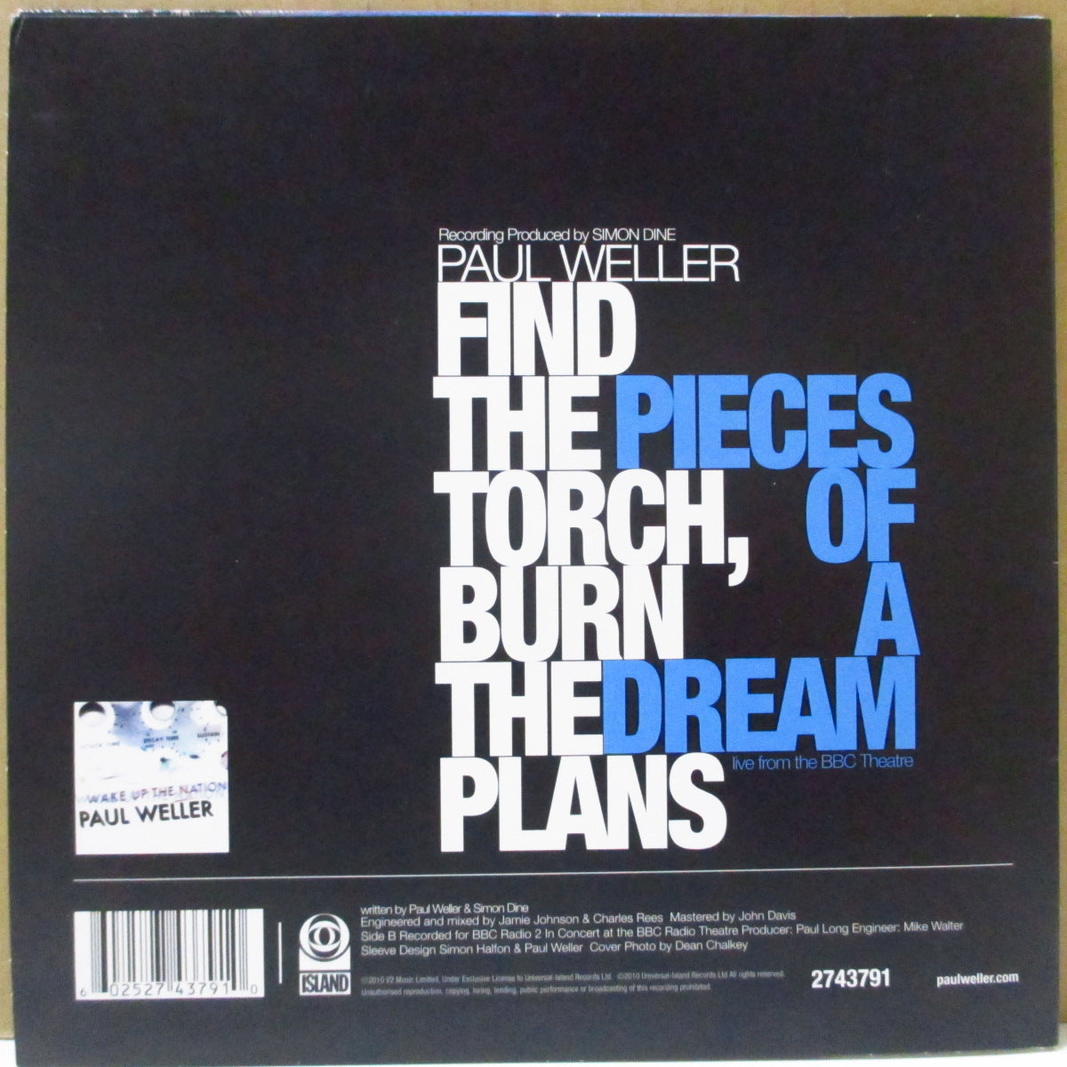 PAUL WELLER (ポール・ウェラー) - Find The Torch, Burn The Plans (UK-EU オリジナル 7"+ブルー光沢固紙ジャケ)