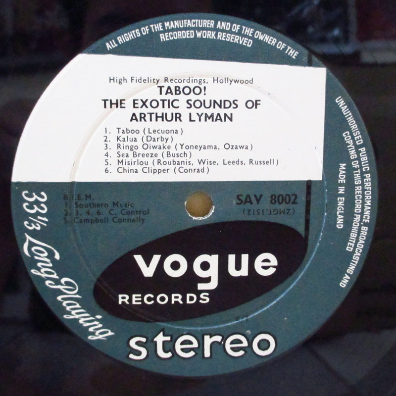 ARTHUR LYMAN (アーサーライマン)  - Taboo ! (UK '58 オリジナル・ステレオ LP/両面コーティング折り返しジャケ)