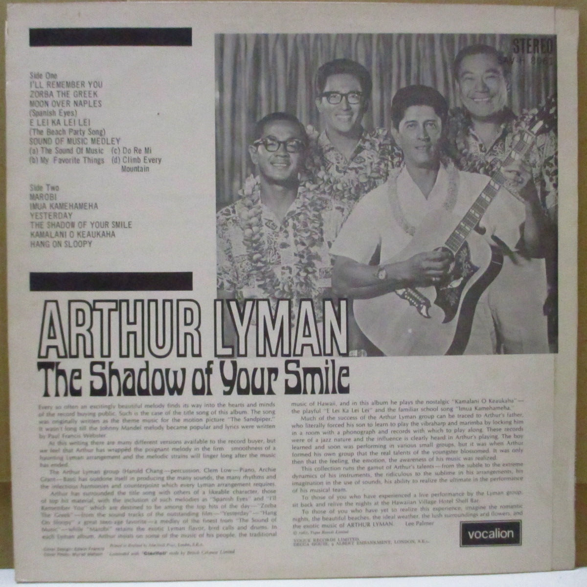 ARTHUR LYMAN (アーサーライマン) - The Shadow Of Your Smile (UK オリジナル・ステレオ LP/表面コーティング・ジャケ)
