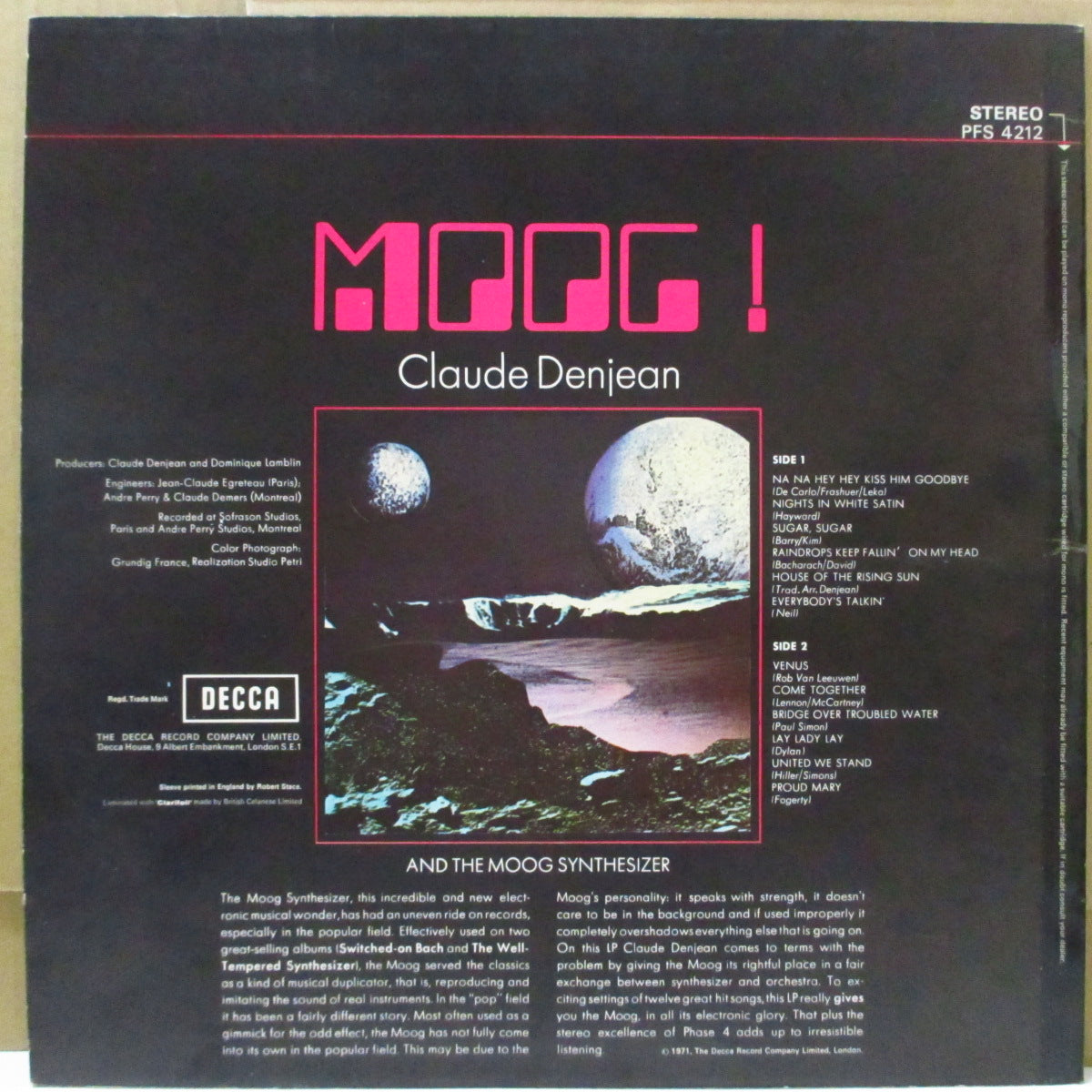 CLAUDE DENJEAN (クロード・デンジャン) - Moog ! (UK オリジナル・ステレオ LP/表面コーティング・ジャケ)
