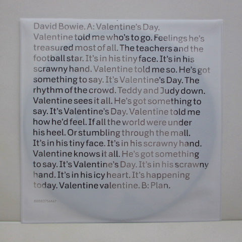 DAVID BOWIE (デヴィッド・ボウイ) - Valentine's Day (EU 2013 Limited Picture Disc)