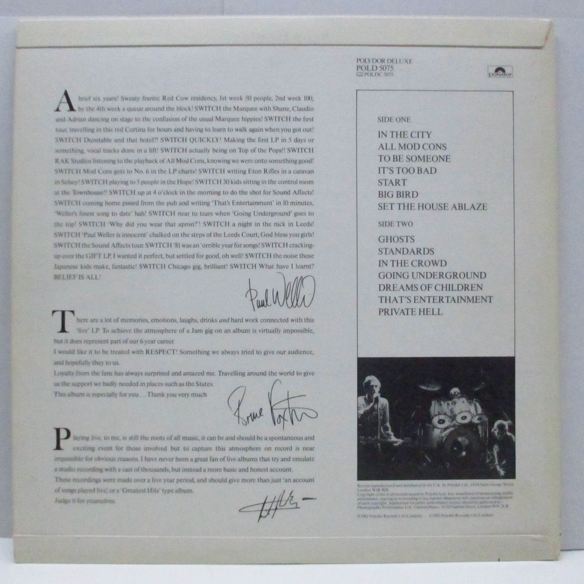 JAM, THE (ザ・ジャム) - Dig The New Breed (UK オリジナル LP+インナー、光沢折り返しジャケ/POLD 5075)