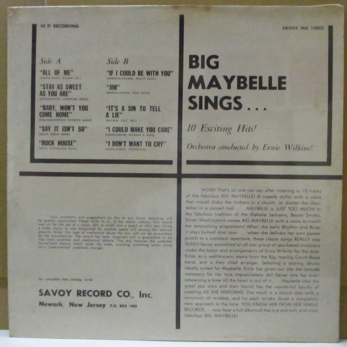 BIG MAYBELLE (ビッグ・メイべル) - Big Maybelle Sings... (US 60's Reissue Mono LP/Red CVR)