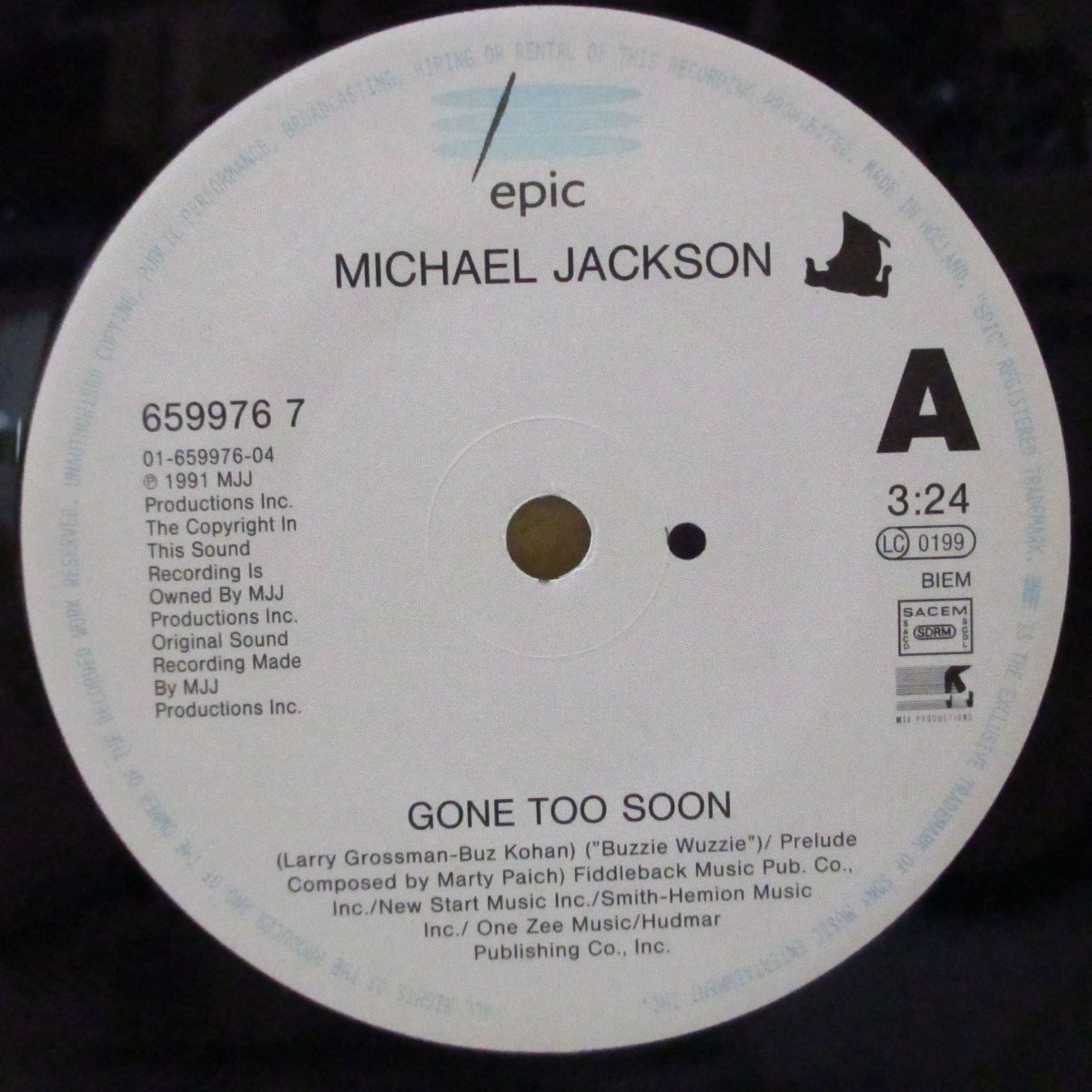 MICHAEL JACKSON (マイケル・ジャクソン) - Gone Too Soon (EU オリジナル 7"+PS)