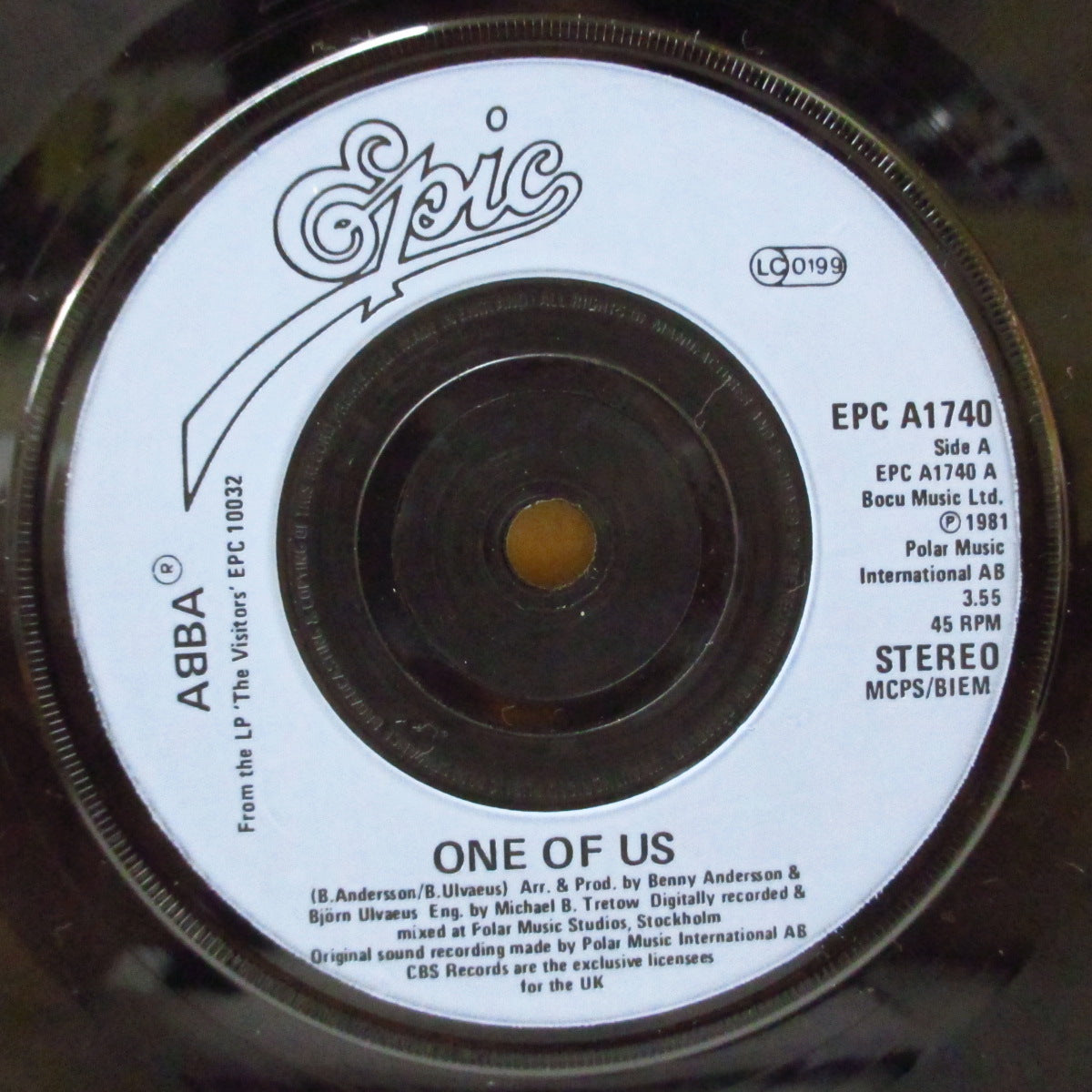 ABBA (アバ) - One Of Us (UK 2ndプレス・プラスチックラベ 7"+マット・ソフト紙ジャケ)