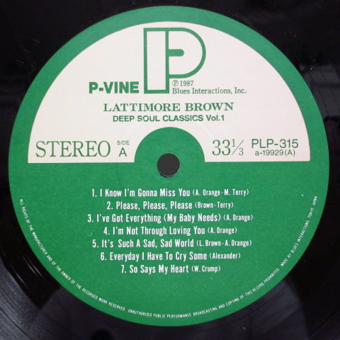 LATTIMORE BROWN - Lattimore Brown (ディープ・ソウル・クラシックスVol.1) (JPN)