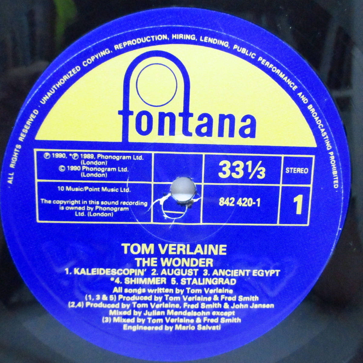 TOM VERLAINE (トム・ヴァーレイン) - The Wonder (UK オリジナル LP+インナー)