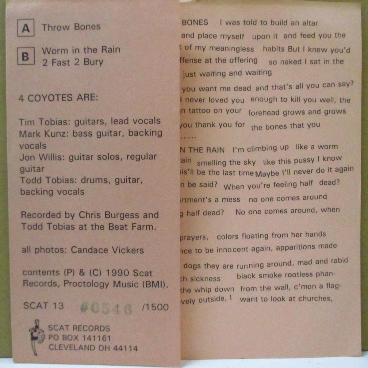 4 COYOTES (フォーコヨーテズ) - Wishbone Fight (US 1,500 Ltd.Brown Marbel Vinyl 7"/Numbered PS)