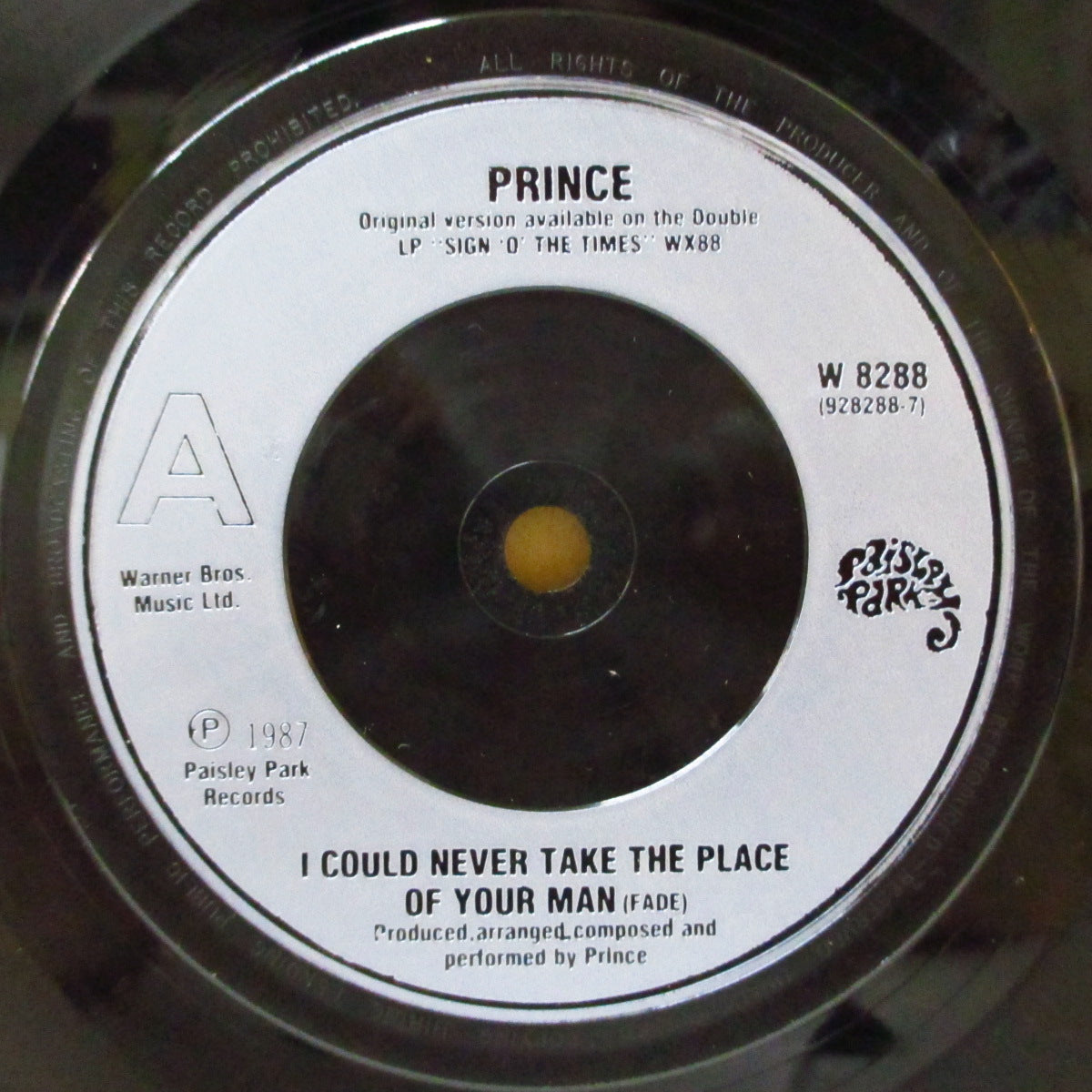 PRINCE (プリンス) - I Could Never Take The Place Of Your Man (UK オリジナル・ブレープラスチックラベ 7"+マット・ソフト紙ジャケ)